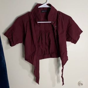 Kendall & Kylie tie front top (maroon)